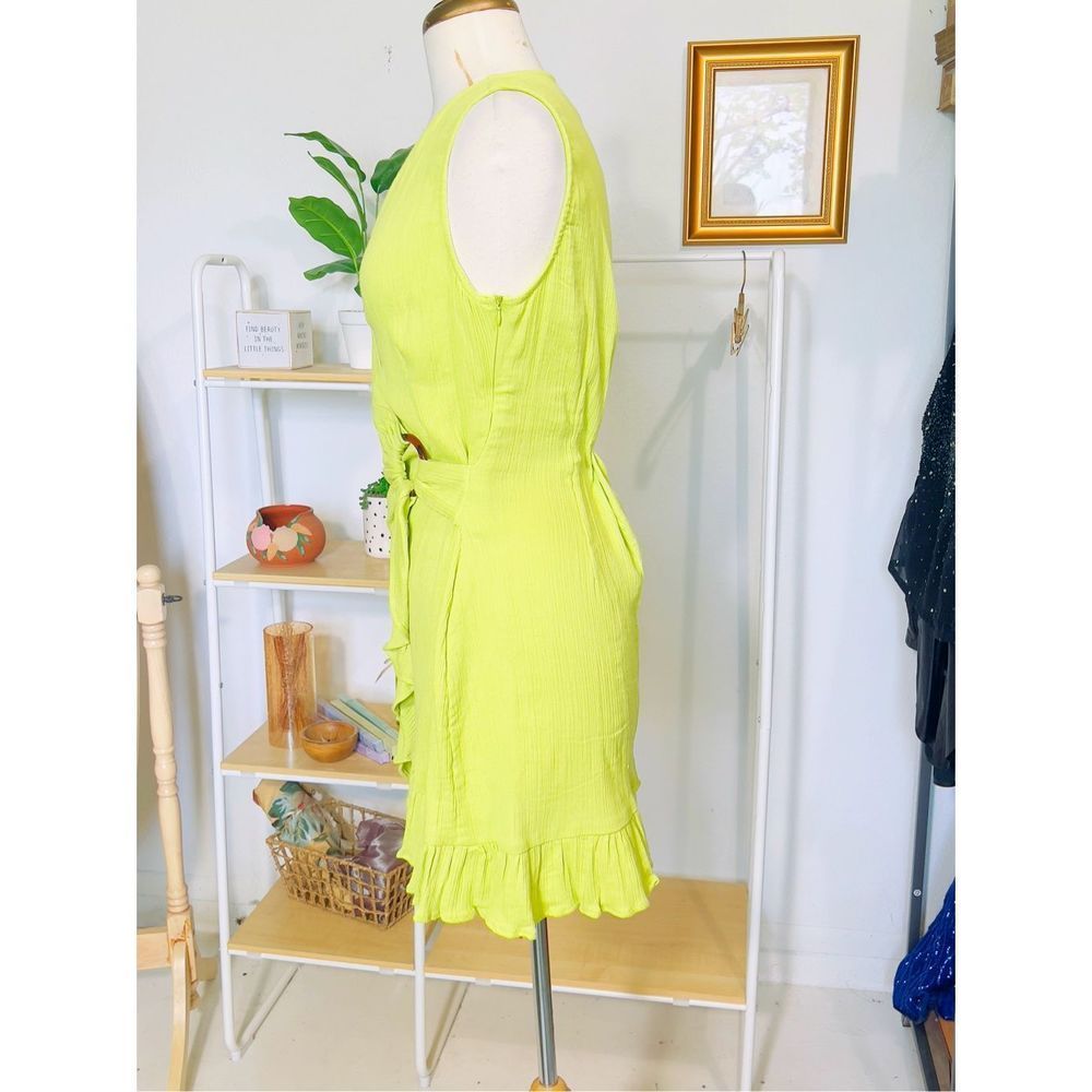 ASOS Design Lime Green Mini Ruffle Dress - Picture 3 of 5